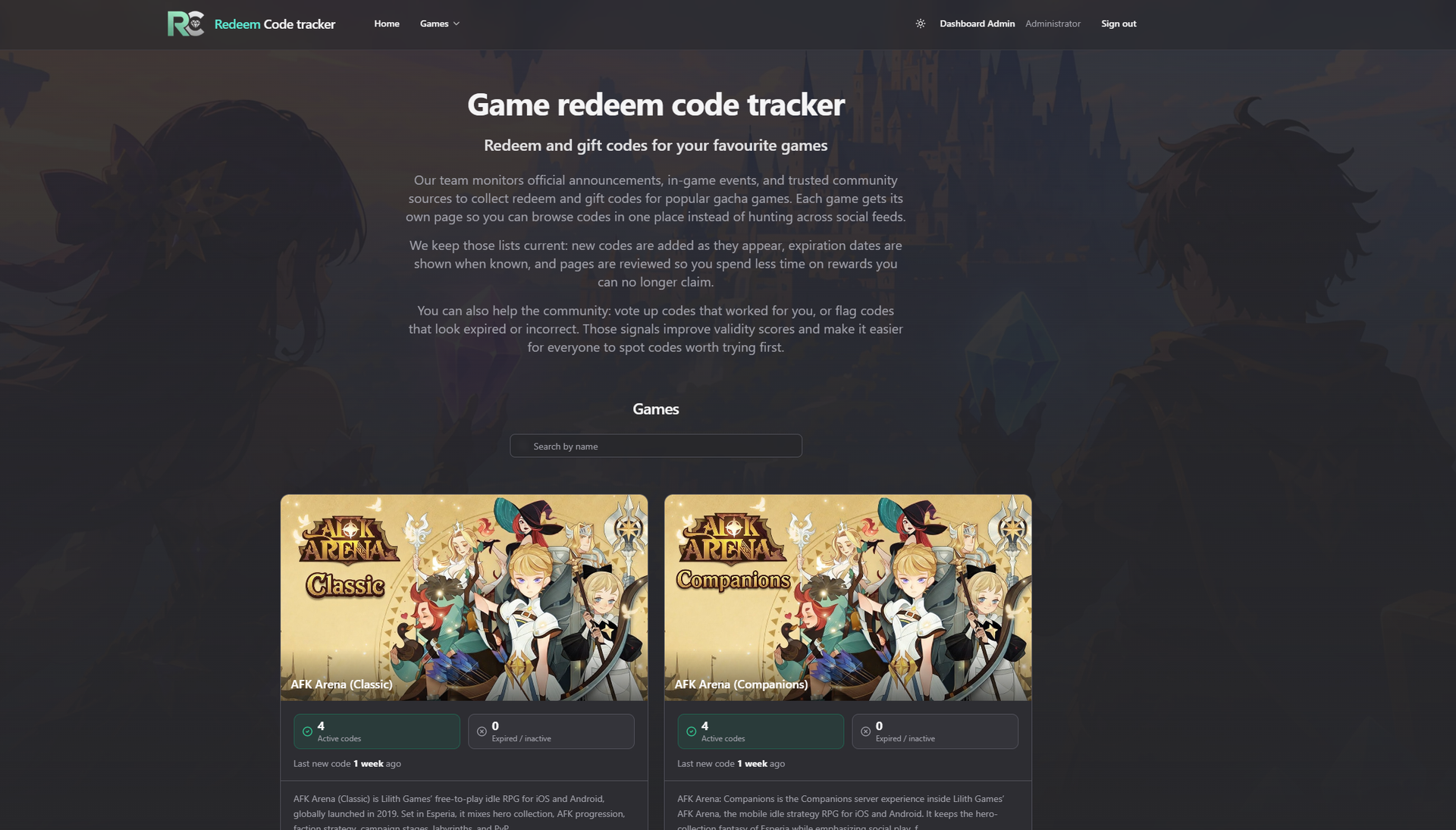 RC tracker homepage